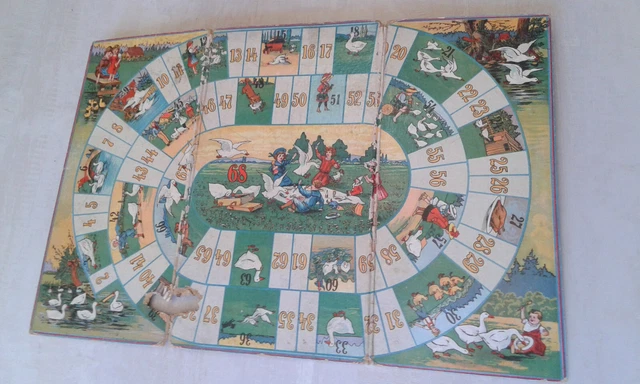 Jeu De L'Oie Vintage 1950 "Voyage Au Pays Des Fées" - Édition Cabezi, Plateau Et Pions