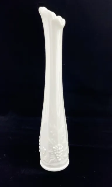 VTG Westmoreland Paneled Grape Pattern White Milk Glass Swung Bud Vase