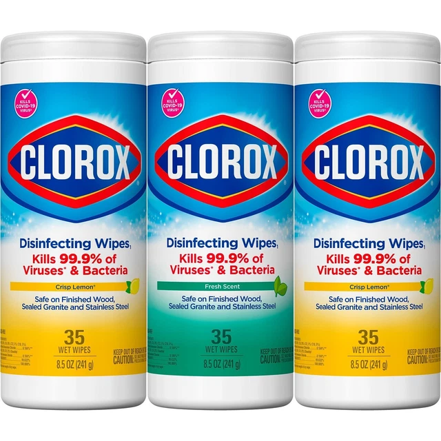 Clorox Value Pack Disinfecting Wipes 35 Wipes Canister 3/Pack 15 PACK CARTON!!