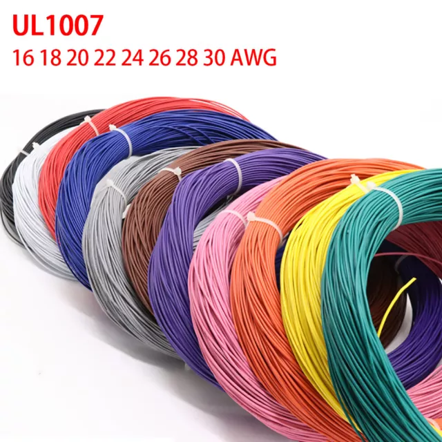 30AWG-16 AWG Gauge UL1007 Stranded Hook Up Wire Eco-Friendly Cable 12 Color 300V