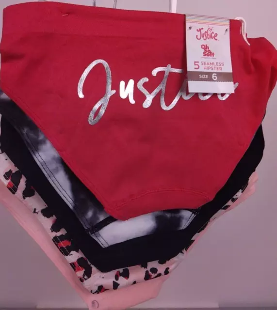 Justice Girls SIZE 6 Seamless Shortie Underwear 5 PACK Boyshorts