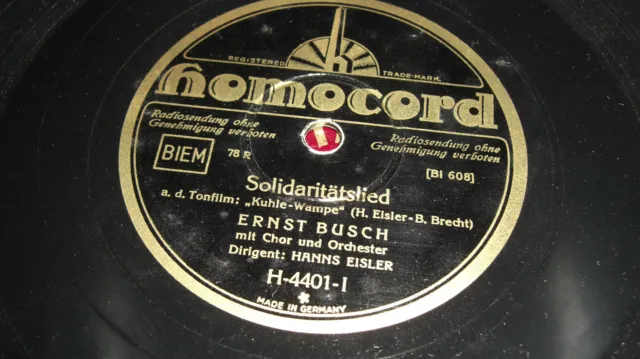 (S1690) Ernst Busch - Eisler - Solidaritätslied - Die Ballade v. Säckeschmeißern