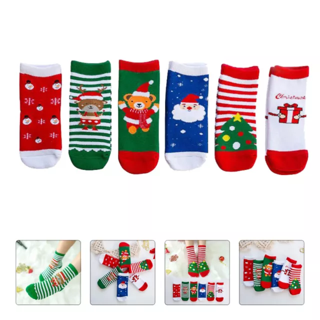 6 Pairs Christmas Socks Combed Cotton Baby Holiday Funny Children