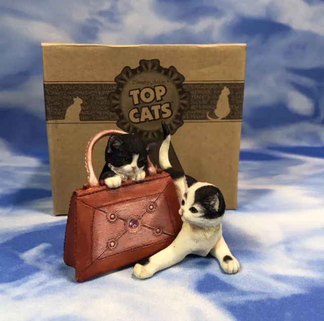 CA Country Artists "Kitten Pair Square Handbag" Cat Figurine #04517 w/ BOX As Is