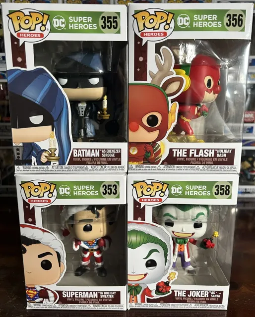 Funko Pop DC Super Heroes Superman Batman And More Christmas Holiday Lot of 4