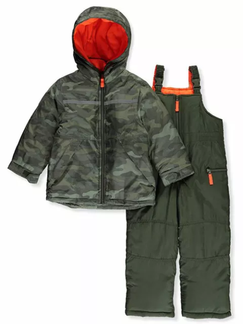 Carters Boy Infant Green Camo 2-Pc Jacket & Snowsuit Snow Bibs Set NWT 18 Month