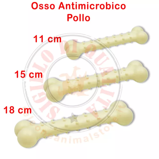 Gioco per Cani Osso Antimicrobico Nylon Gusto Pollo - 3 misure