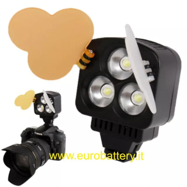 NEW Faro Faretto Illuminatore Luce Foto Video 3 Led Alta luminosità 5600K/3200K