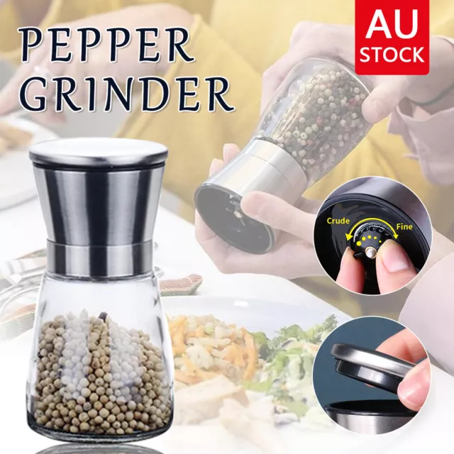 160ML Stainless Steel Salt and Pepper Grinder Manual Ceramic Mills Glass Kitchen