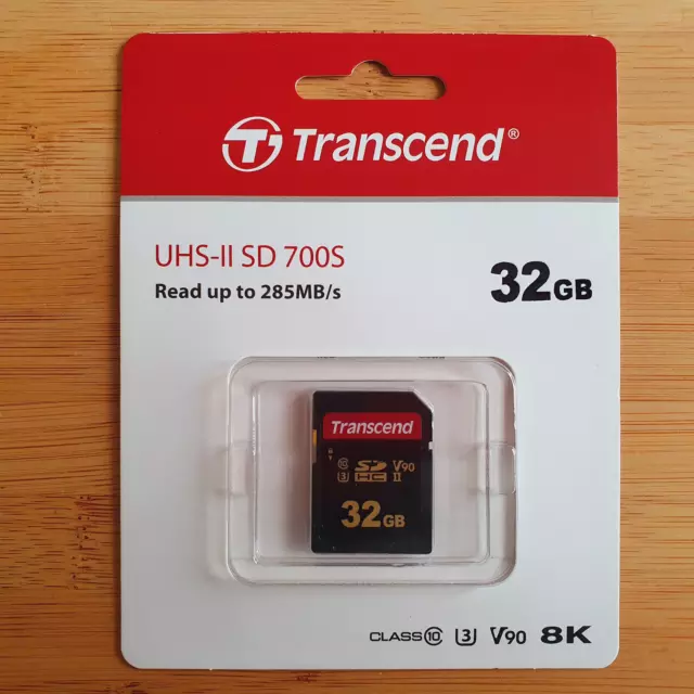 💥 8K Transcend 700S UHS-II U3 V90 32GB SD - Read up to 285MB/sec