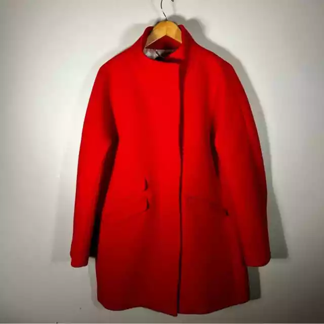 J.Crew Red Cocoon Wool Blend Italian Stadium Cloth Red Coat Size 14