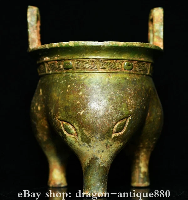 6.2& OLD CHINESE Dynasty Bronze Ware Beast Face Pattern Food Utensils ...