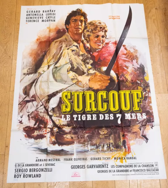 SURCOUF LE TIGRE DES 7 MERS Affiche cinéma 120x160 BERGONZELLI, BARRAY, LUALDI