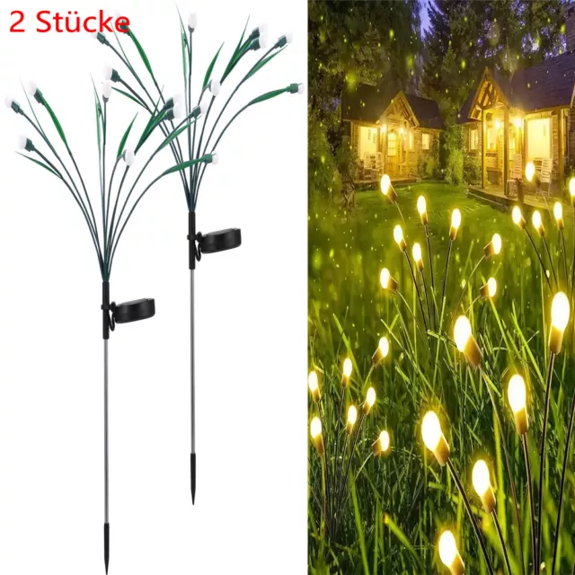 Glühwürmchen Leuchte Solar 10 LED Gartenlichter Firefly Solarlampen Wasserdicht
