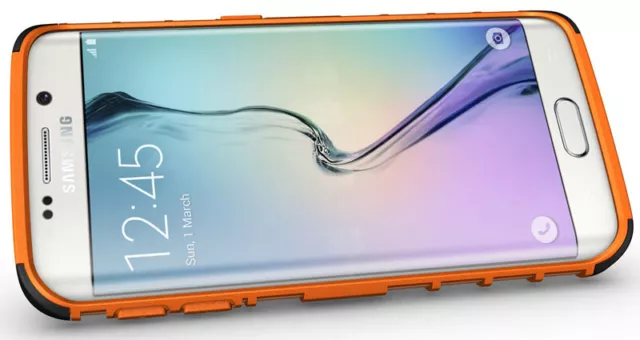 Neon Orange Granate Griff TPU Schutzhülle Ständer Für Samsung Galaxy S6 Edge 2