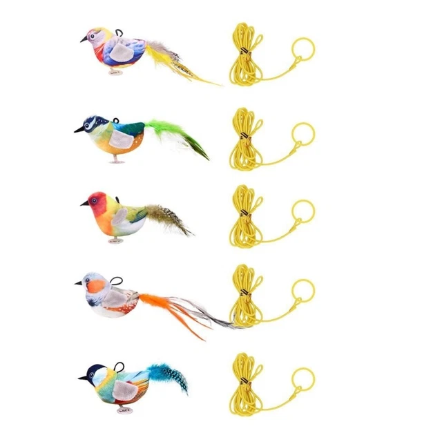PULL STRING BIRD Cats Toy with Life Like Chirping for Indoor Cats ...