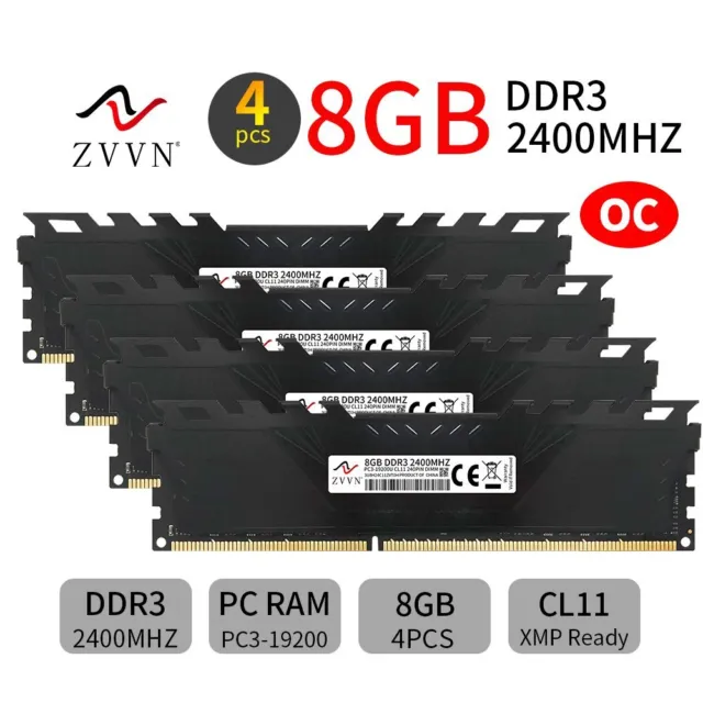 32GB 4x 8GB DDR3 OC 2400MHz PC3-19200 240Pin DIMM Desktop Memory RAM XMP ZVVN BT