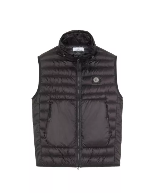 STONE ISLAND Sleeveless Bio-Based Down-Filled Quilted Nylon Ripstop Vest, Black