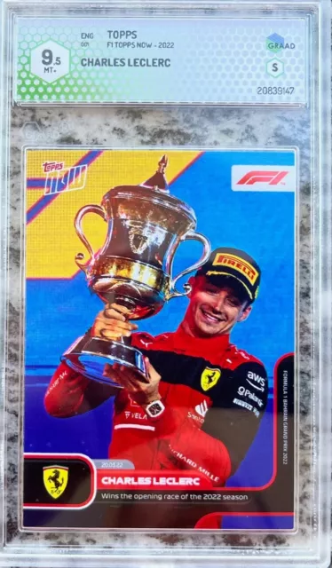 N.001 Topps Now Formula 1 2022 Charles Leclerc Wins Scuderia Ferrari Graad 9.5