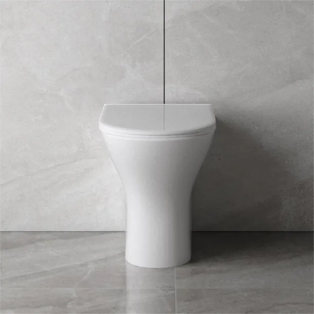 BTW Back To Wall Toilet Bathroom White Soft Close Seat Modern Short Projection