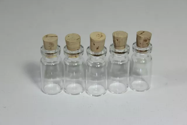 5x Glasfläschchen / Mini Glasflasche mit Korken ca. 3ml