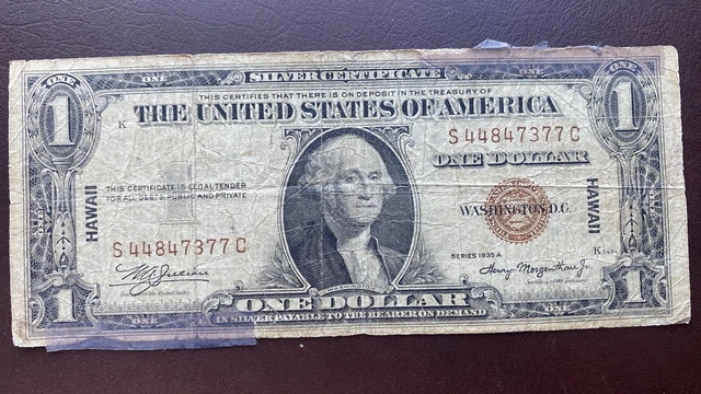 1935 A One Dollar Silver Certificate HAWAII Note $1 Bill Circulated #56438
