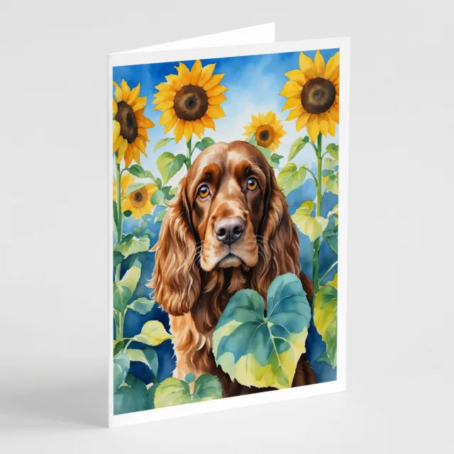 English Cocker Spaniel in Sunflowers Cards Envelopes Pack of 8 DAC6073GCA7P
