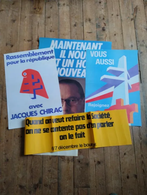 Politique. Lot de 4 affiches originales Chirac , UDR, RPR. Vers 1980