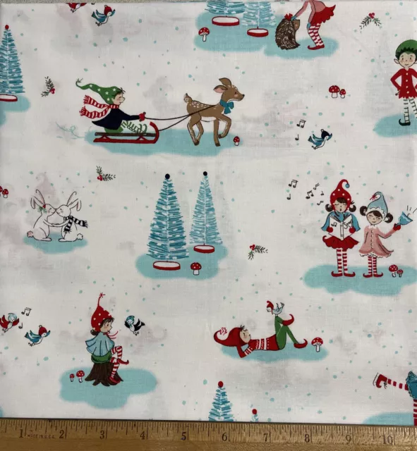 Pixie Noel 2 (2022) Tasha Cotton Fabric WHITE Christmas Riley Blake Quilt Child