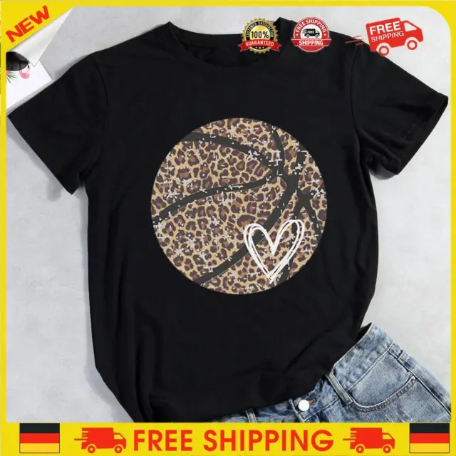 ❥ leopardo-basket-cuore-t-shirt-maglietta-Nero-S