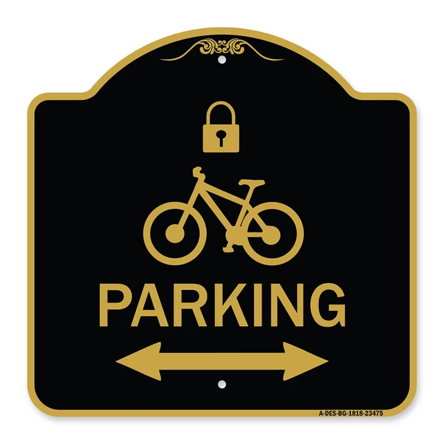 Designer Series Parking (With Lock Cycle & Bidirectional Arrow Symbol) Sign