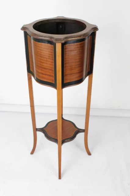 Edwardian Mahogany Inlaid Jardinière - Antique Plant Stand Vintage Planter 3