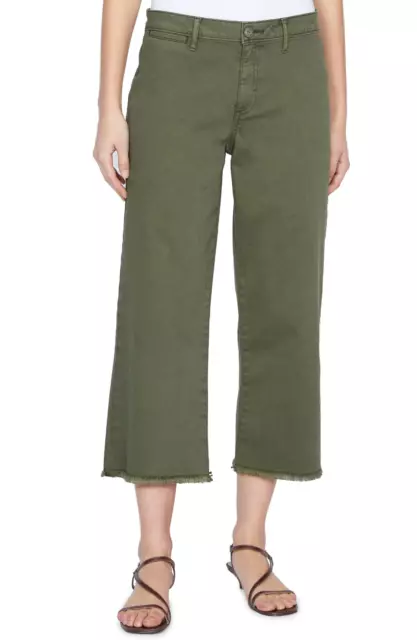 Sanctuary Wide Leg Raw Hem Crop Pants Women's Size 28 Light Aged Green $99