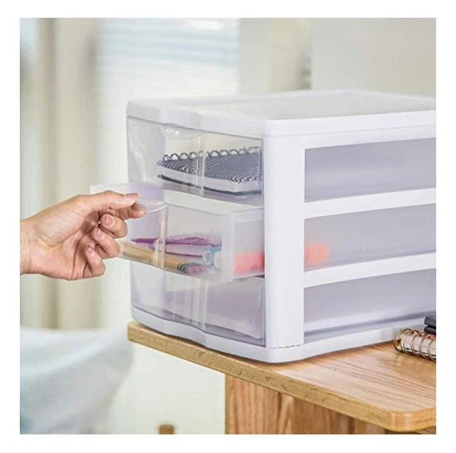 STERILITE WIDE 3 Drawer Unit Plastic, White 15.99 PicClick