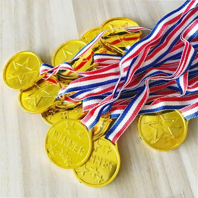 6 GOLD WINNERS MEDAL Olympic Kids Medals Ideal Party Bag Filler Sports Day Award