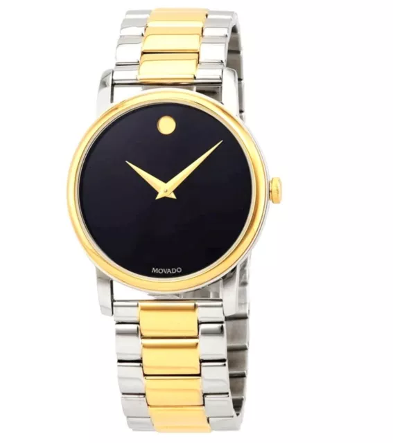 ‘NWT’ Movado Classic Museum Men's Black Dial Two-Tone Watch!