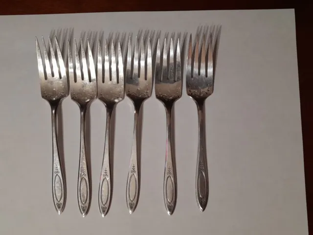 Antique Vintage 1917 Oneida Community Plate Adam Lot of 6 Salad Forks