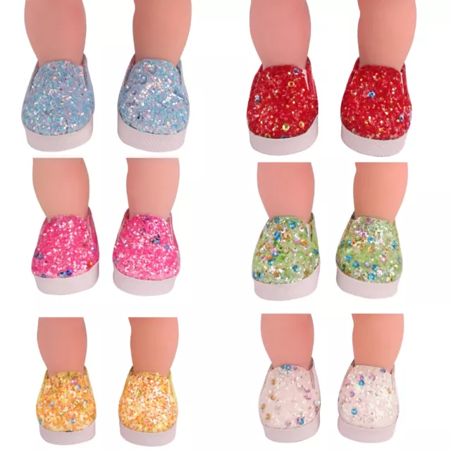 Dolls Shoes for Mellchan Baby Doll, for 9-12inch Reborn Doll, Stylish Sequins