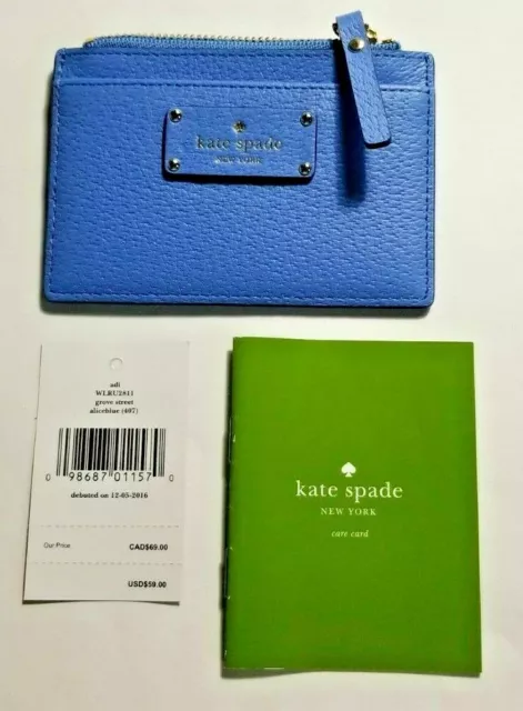 Kate Spade Card Case Wallet Adi Grove Street Alice Blue Rare Color New with Tags