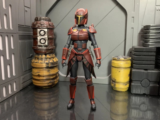 FIGURINE ARTICULÉE MANDALORIENNE Star Wars Custom 6 pouces série noire ...