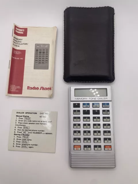 Reloj marcador de tono de memoria vintage Radio Shack 43-142 estuche manual marcador