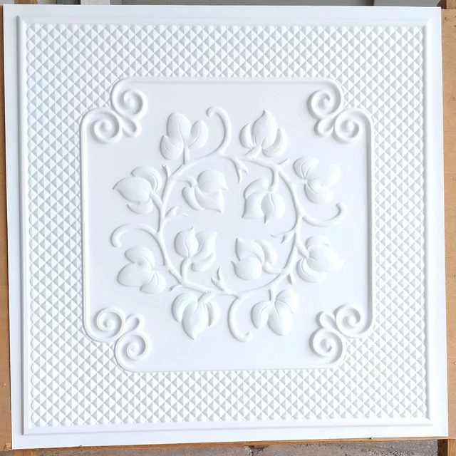 Ceiling tiles Faux tin white matt decor restaurant bar decor wall panels PL66