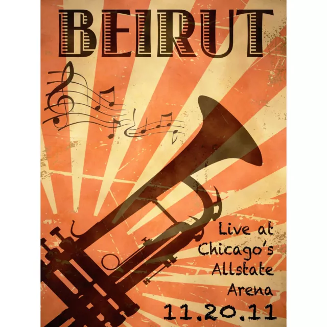 MUSIC CONCERT ADVERT BEIRUT CHICAGO TRUMPET BRASS USA 30x40 cms ART POSTER PRINT