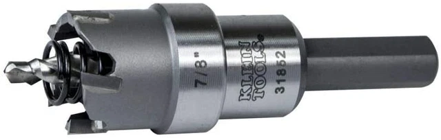 Klein Tools 31852 Heavy Duty Hole Cutter, 7/8-Inch Carbide Hole Cutter Cuts S...