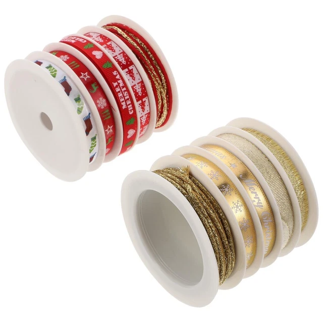 2 Sets Weihnachten Bänder Glitter Rot Frohe Weihnachten Rentier Schneeflocke 9