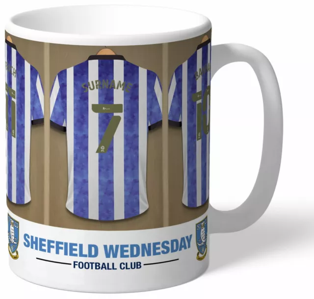 Personalised Sheffield Wednesday FC Dressing Room Shirts Mug - Free Delivery