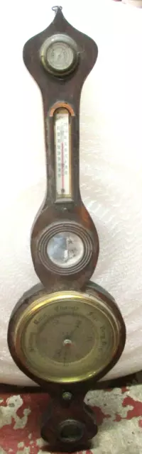 Antique Royle Rawson Wican 36" Barometer Thermometer Made in England