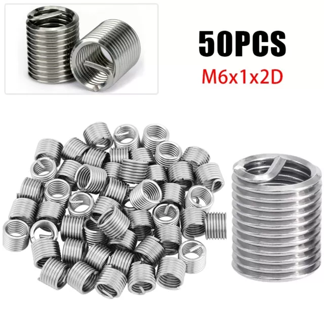 50pcs Thread Reducer 304-Stainless Steel M6*1*2D Silver For Aviation Automobiles