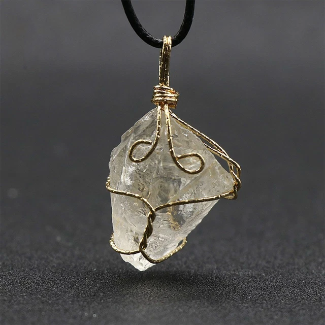 Natural Gemstone Necklace Chakra Stone Pendant Energy Healing Crystal with Chain 12