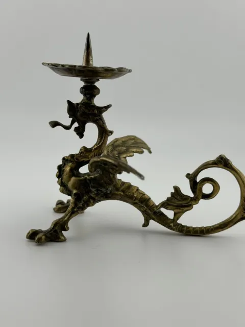 Antike Figur Drache 925 Sterling Silber Kerzenhalter